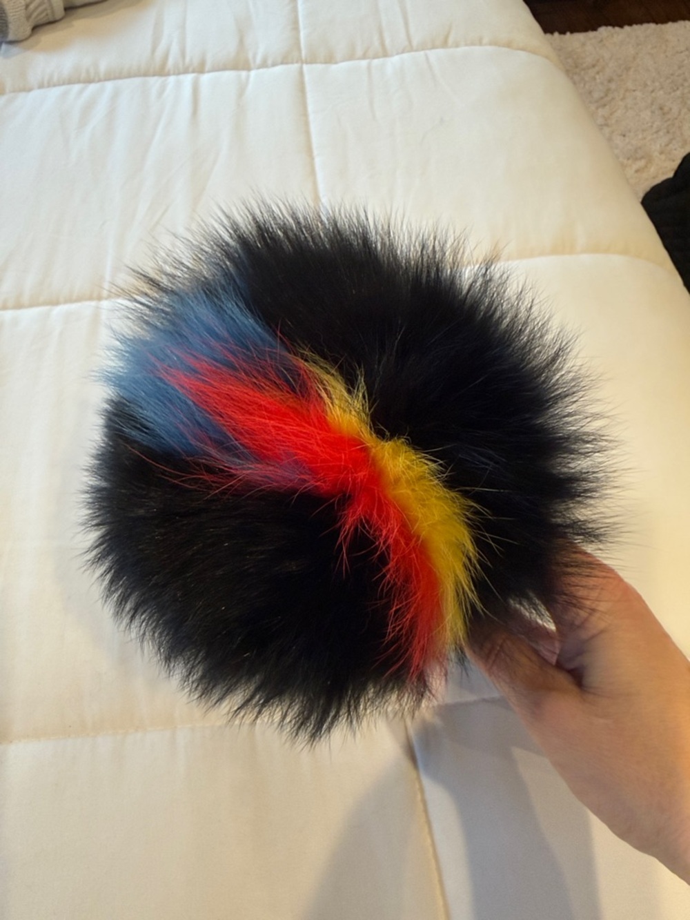 Eugenia Kim Black Faux Fur Earmuffs with Yellow and Red Accent - Picture 5 of 7